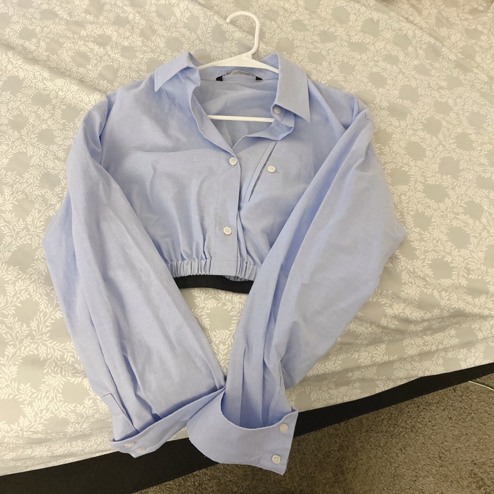 Zara Sky Blue Collared Shirt